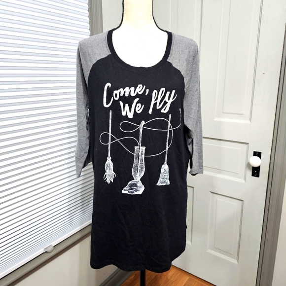 Torrid Hocus Pocus Fly Black & Grey Raglan - Picture 2 of 8